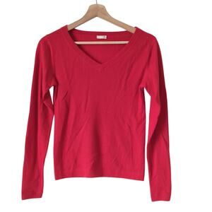 Mai 100% Cashmere Sweater Top Womens Small Red V-Neck Delicate Holiday‎ Soft